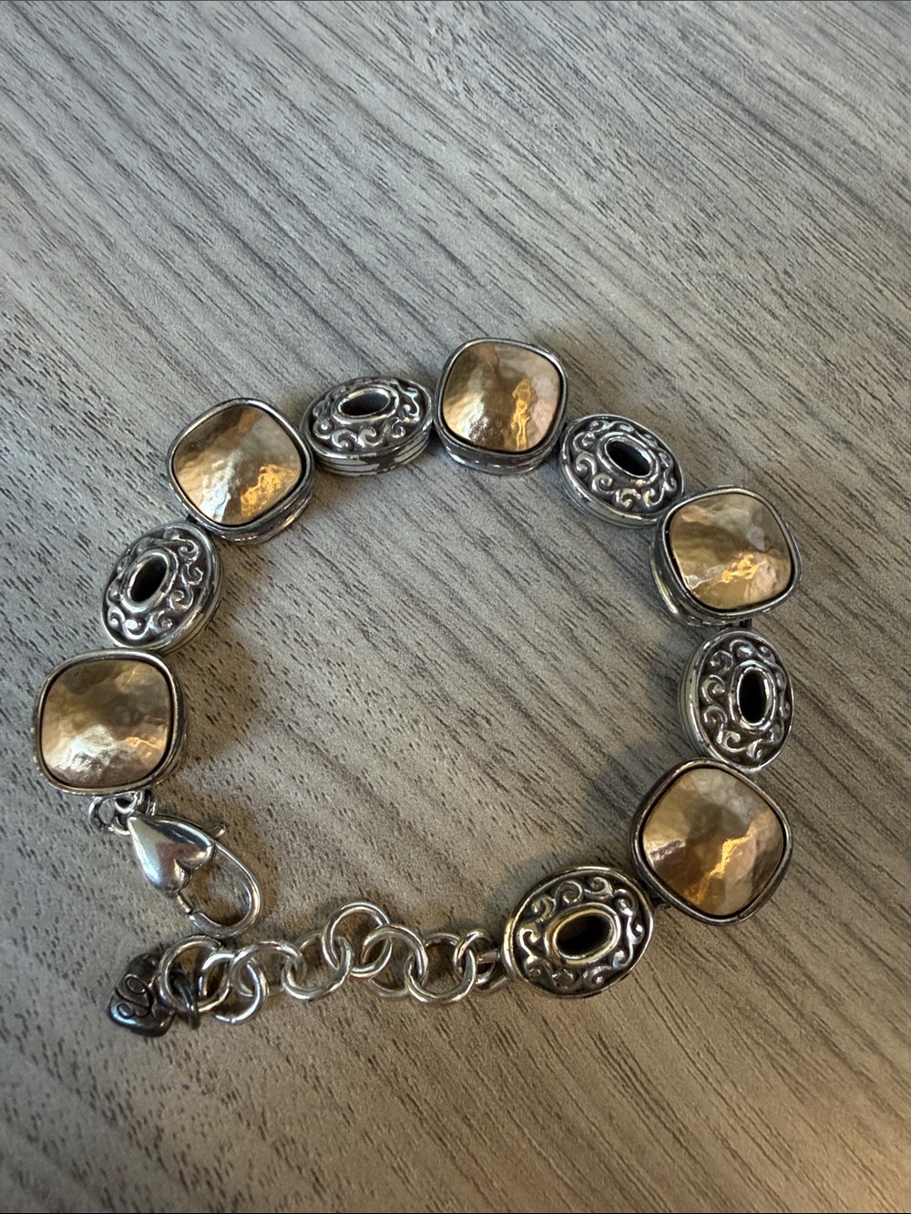 Brighton Gold and Silver Hammered Link Bracelet
